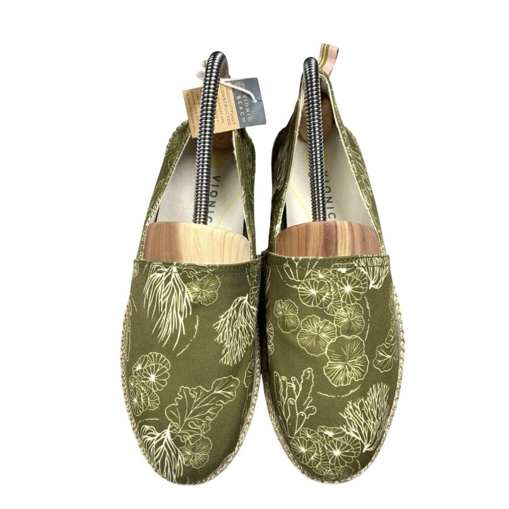 Vionic Beach Laguna Espadrilles Sea Life Green Flats Womens 9.5M Seaweed NEW